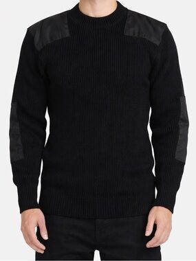 Military Command Sweater Ribbed Utility Tactical Knit Black Size Small